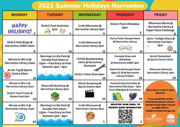 January 2023 School Holiday Activities - Narromine